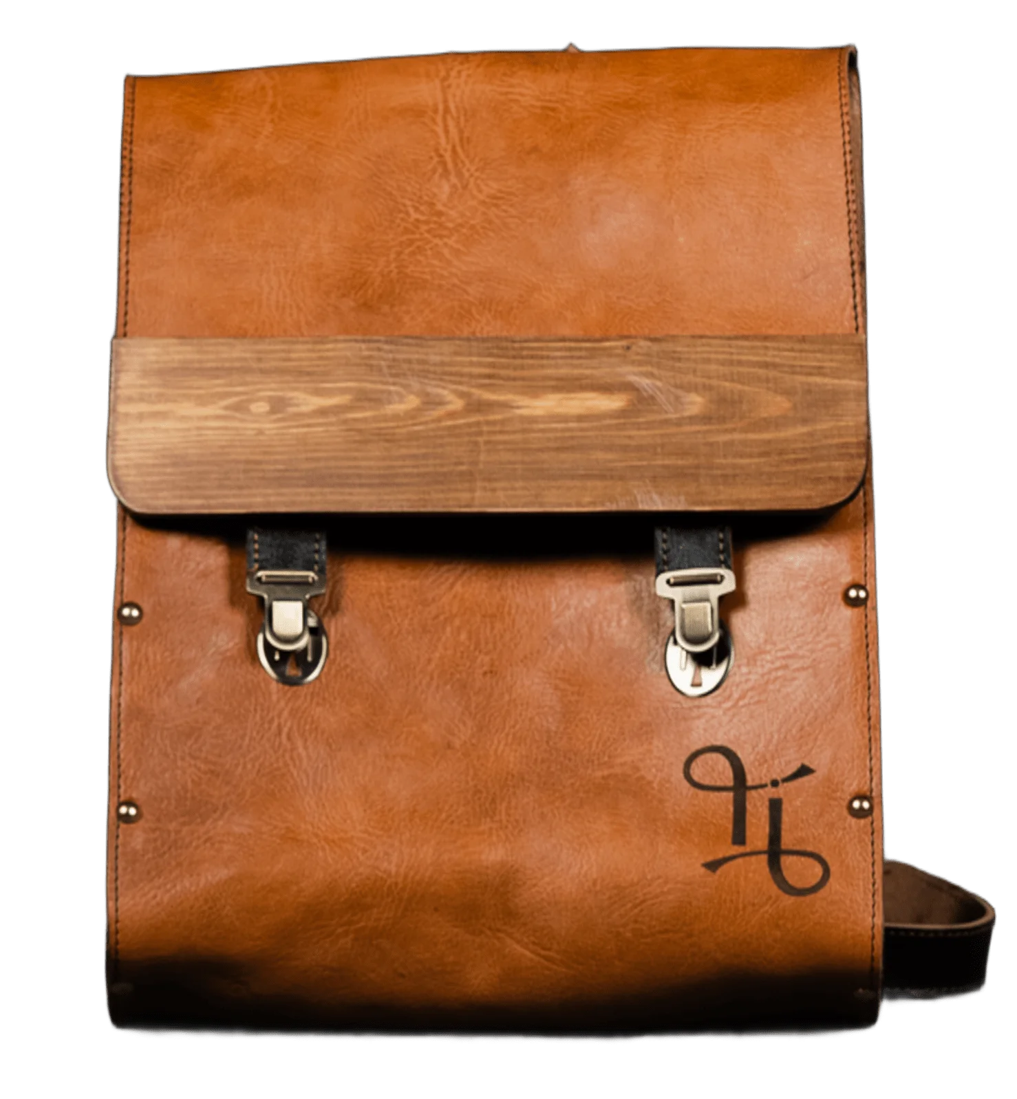 Sac à dos en cuir et bois